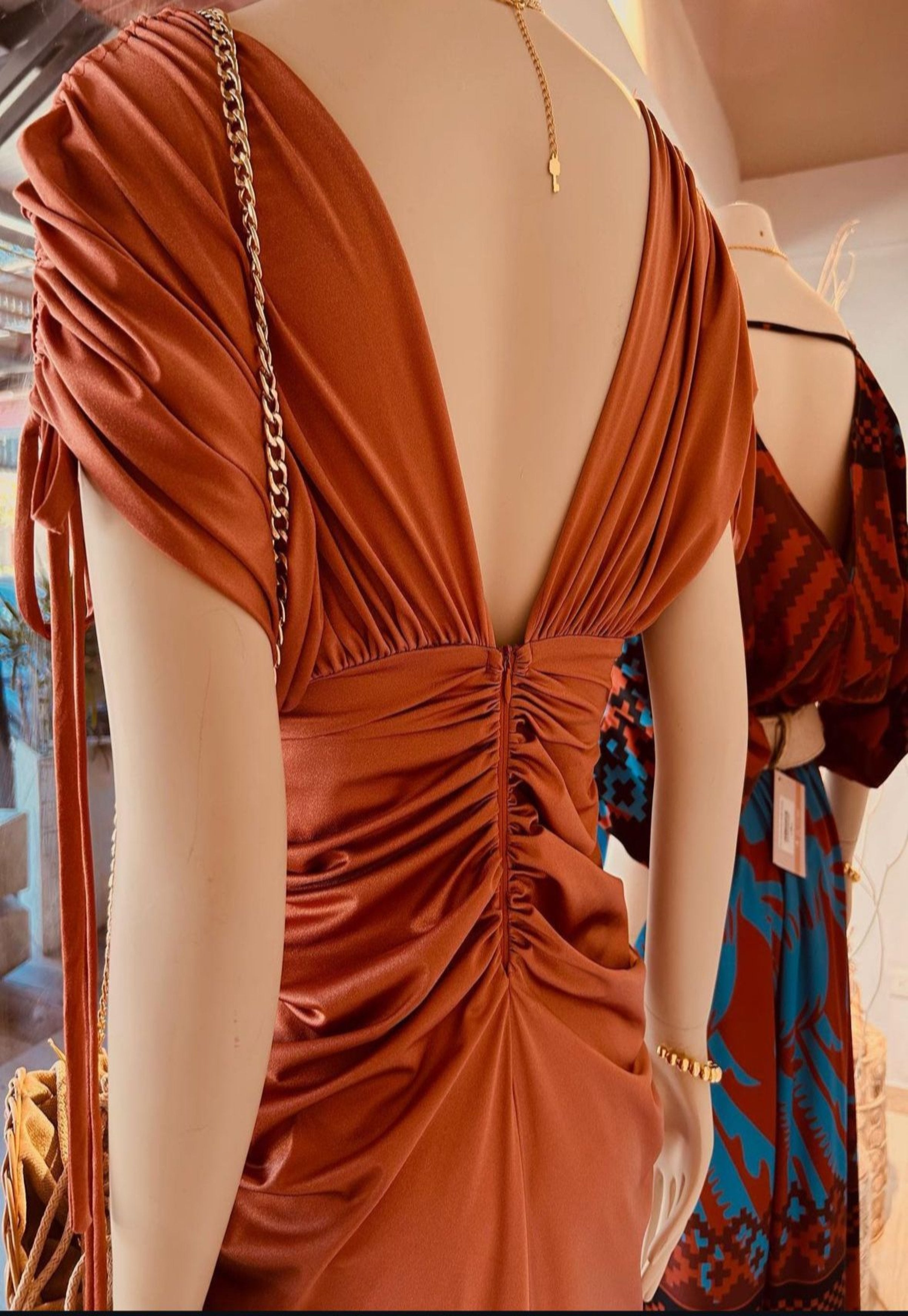 Vestido Cobre Metalizado