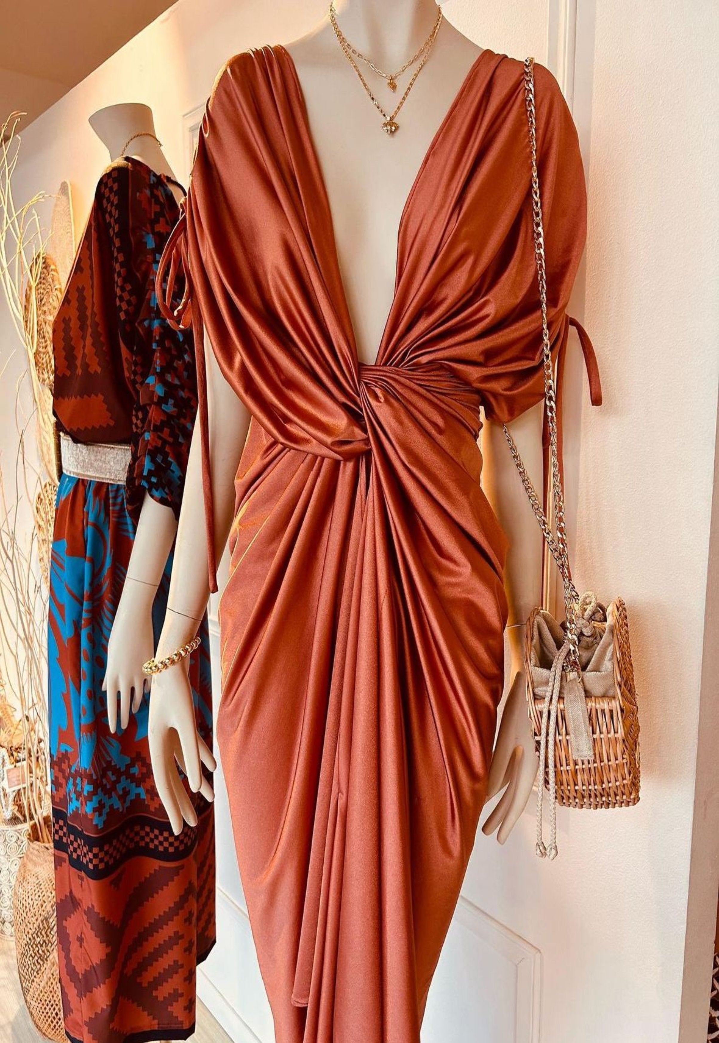 Vestido Cobre Metalizado